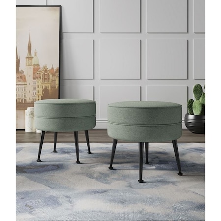 Manhattan Comfort Bailey Ottoman in Sage Green with Black Feet, 2PK 2-OT003-SGB